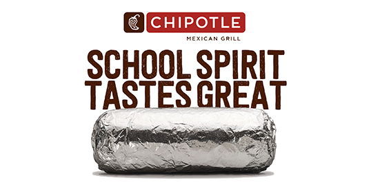 chipotle mexican grill school spirit tastes great image with wrapped burrito